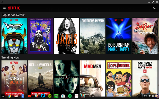 Netflix running fullscreen.